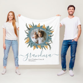 Cobertor De Velo Foto personalizada da coroa laranja verde de Natal