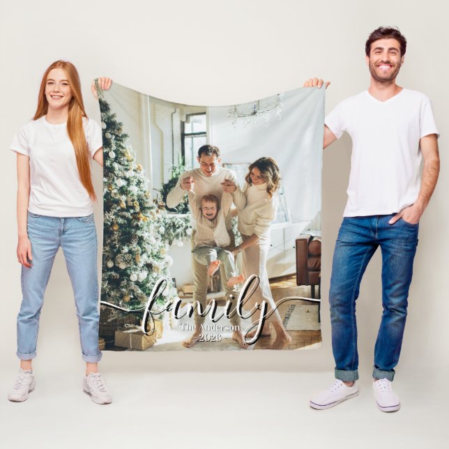Cobertor De Velo Foto Personalizada da Família - Sobrenome Personal (In Situ)