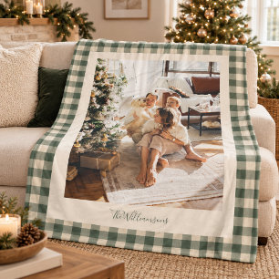 Cobertor De Velo Foto Personalizada de Natal da Família em Xadrez V