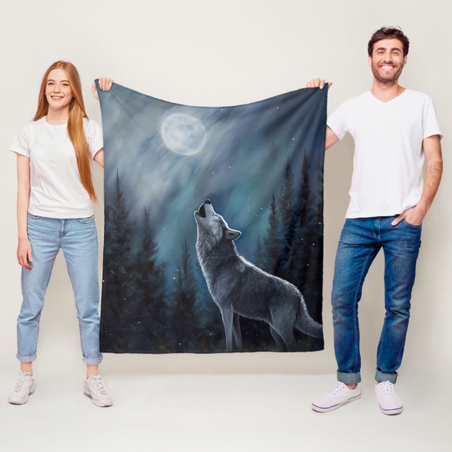 Cobertor De Velo Foto personalizada Pet | Wolf Howling Na Lua (In Situ)