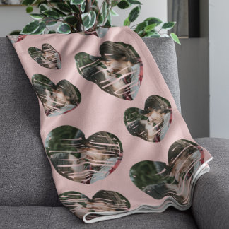 Cobertor De Velo Foto personalizada romântica Corações cor-de-rosa
