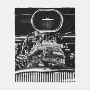 COBERTOR DE VELO FOTOGRAFIA EM GRAYSCALE DO MOTOR DE CARRO VINTAGE
