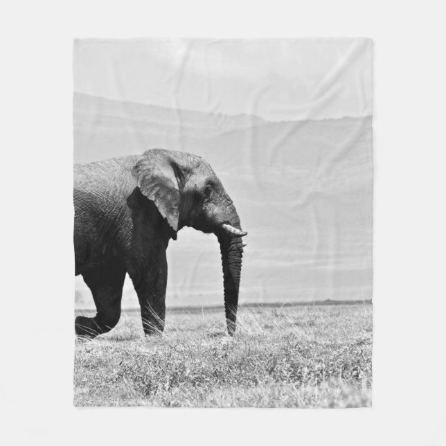 COBERTOR DE VELO FOTOGRAFIA GRAYSCALE DE ELEPHANT (Frente)