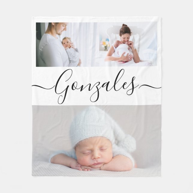 Cobertor De Velo Fotos Personalizadas do Script de Sobrenome da Fam (Frente)