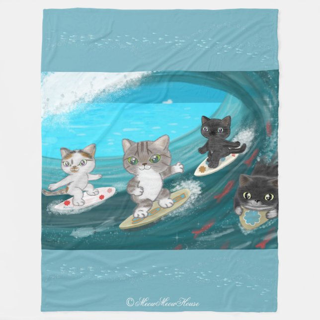Cobertor De Velo Four Surfing Cats in Izu (Frente)