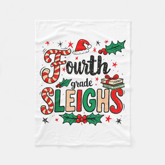 Cobertor De Velo Fourth Grade Sleighs Funny Christmas Teacher  (Frente)