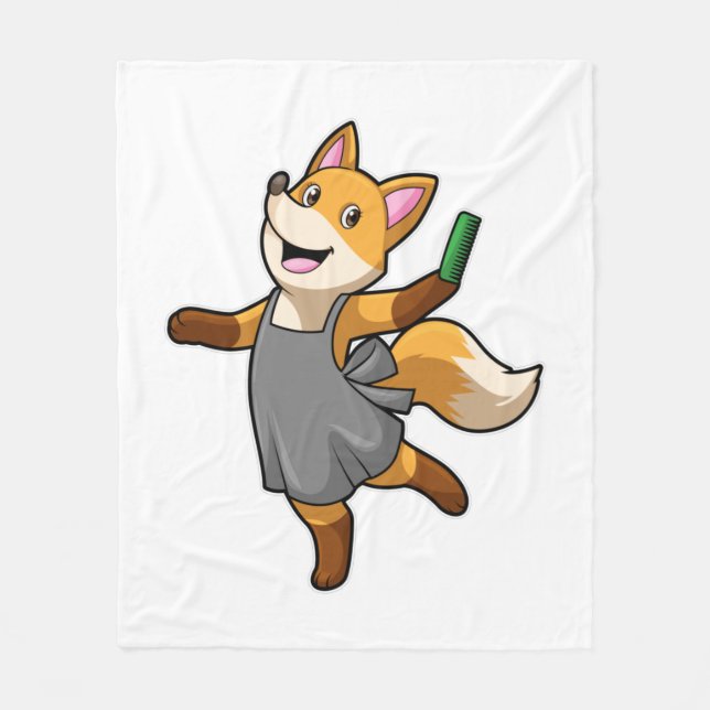 Cobertor De Velo Fox as Hairdresser with Scissors (Frente)