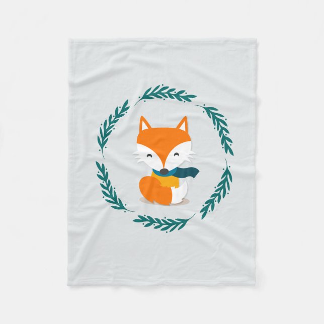 Cobertor De Velo Fox bonito do inverno com lenço (Frente)