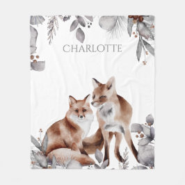 Cobertor De Velo Fox Casal Winter Foliage Christmas Personalizado