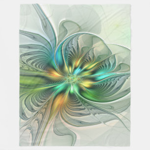 Cobertor De Velo Fractal de Flor Abstrato moderna fantasia colorida