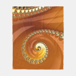 Cobertor De Velo Fractal Espiral Gradiente Laranja Dourado abstrato