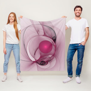Cobertor De Velo Fractal Sinuoso, Arte Abstrato Moderno Rosa Berry