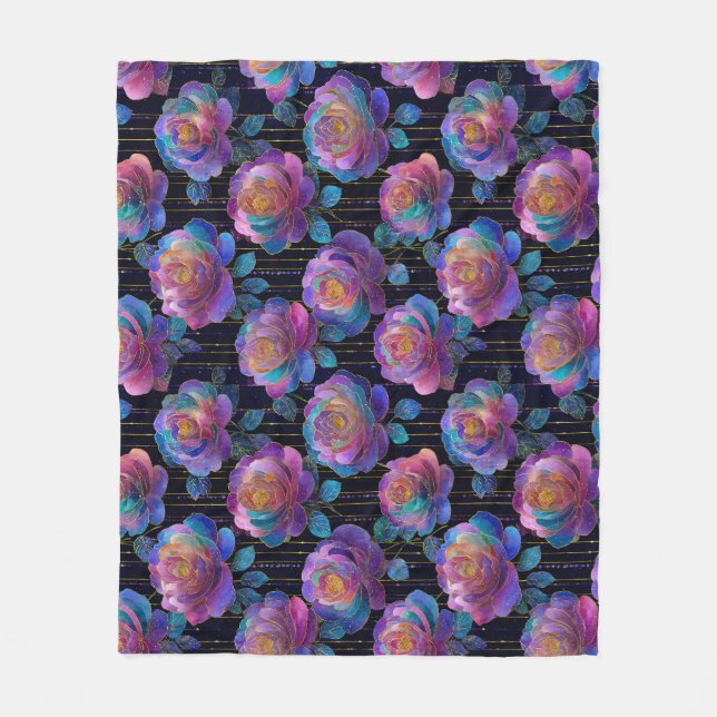 Cobertor De Velo Fragmentação Floral Iridescente com Arco de Fita V (Frente)