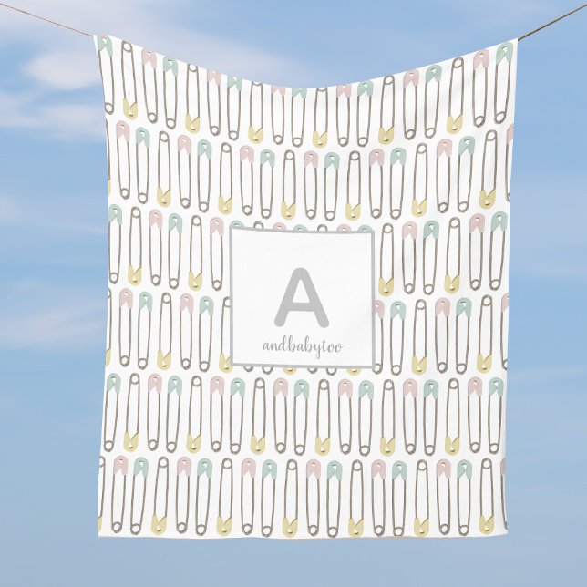 Cobertor De Velo Fralda Pino Padrão Monograma Folheto de Folha (Suitable for all babiees, Fleece Blanket with space for your name and initial)