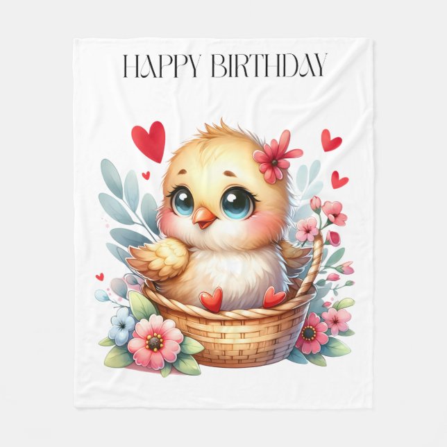 Cobertor De Velo Frango de aniversário fofo. (Frente)