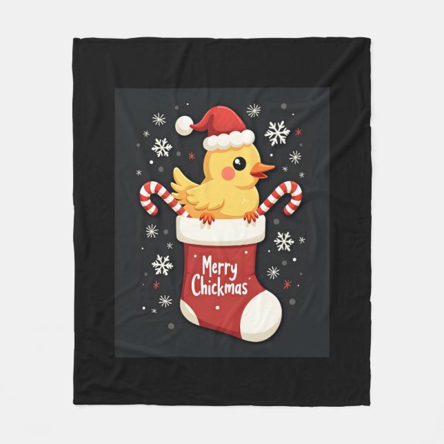 Cobertor De Velo Frango de Natal feliz (Frente)