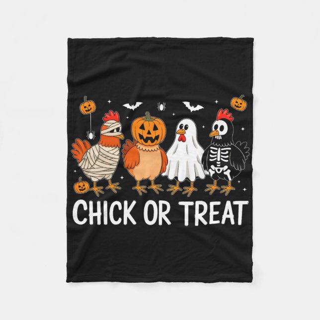 Cobertor De Velo Frango Engraçado de Halloween Abóbora ou Tratament (Frente)