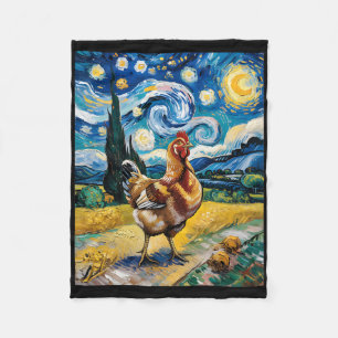 Cobertor De Velo Frango Noite Estrelada Van Gogh Estilo Galinha Faz