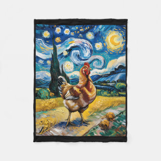 Cobertor De Velo Frango Noite Estrelada Van Gogh Estilo Galinha Faz
