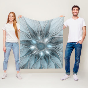 Cobertor De Velo Fratura Floral Abstrato Azul Cinza de Flor Alegre