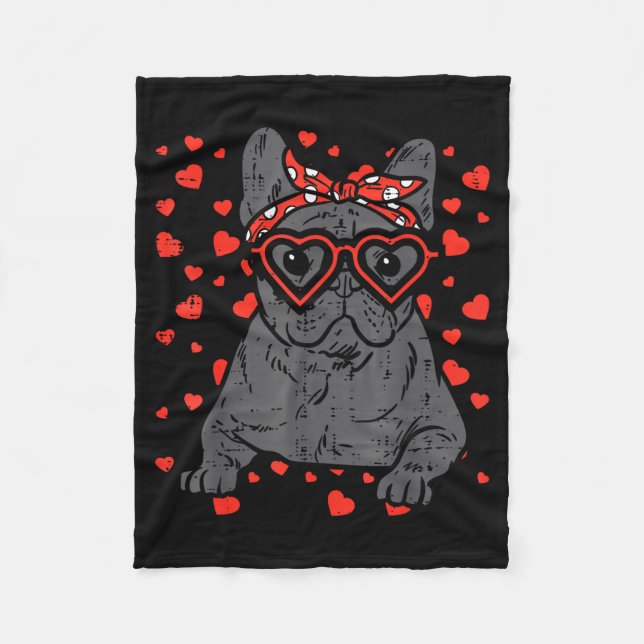 Cobertor De Velo French Bulldog Heart Gles Valentine Day Frenchie D (Frente)