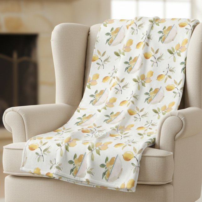Cobertor De Velo French Country Lemon Pattern Fleece Blanket (sweet cute rustic lemon pattern fleece blanket )