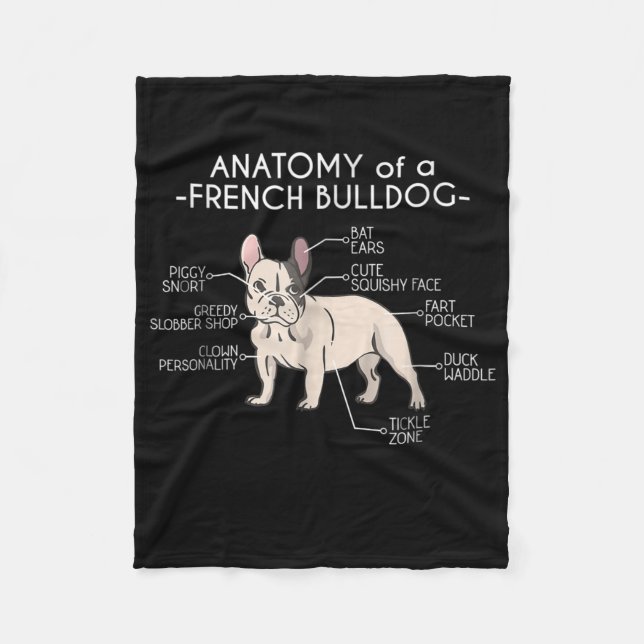 Cobertor De Velo French Gift | Anatomia De Um Bulldog Francês (Frente)