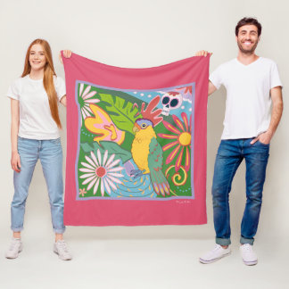 Cobertor De Velo Frida Kahlo Parrot Graphic