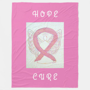 Cobertor De Velo Friso de consciência rosa Fita de Cancer Angel Ch