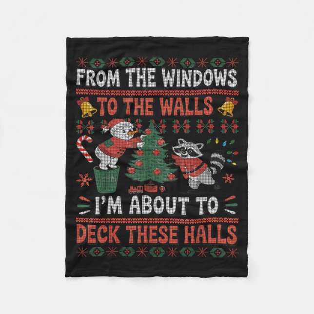 Cobertor De Velo From The Windows To The Walls Raccoon Christmas Ug (Frente)