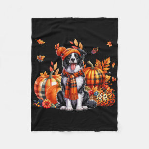 Cobertor De Velo Fronteira Collie Ação de Graças Leopard Pumpkins C