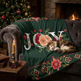 Cobertor De Velo fronteira floral de natal JOY