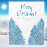 Cobertor De Velo Frota de Natal da Floresta Azul de inverno com Aqu<br><div class="desc">Floresta Azul de Inverno Árvore Aquarela de Natal. Desenho aquarela de uma floresta no inverno e na neve,  árvores de inverno com neve em cores azuis. Você pode alterar o texto ou apagá-lo.</div>