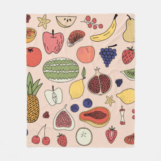 Cobertor De Velo Fruit hand drawn pattern