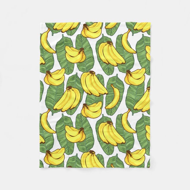 Cobertor De Velo Fruta de Banana deixa padrão tropical (Frente)