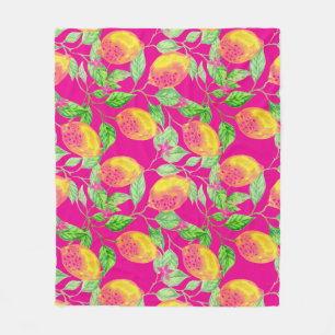 Cobertor De Velo Fruta de limão verde-rosa-amarelo