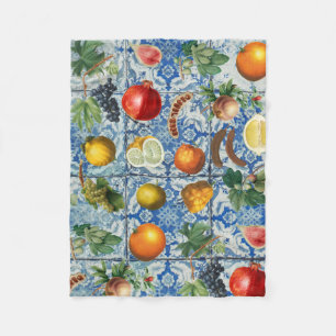 Cobertor De Velo Fruta de Verão do Mediterrâneo e Mosaico Branco