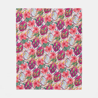 Cobertor De Velo Fruta do Dragão Floral Tropical Moderno Palma Verd
