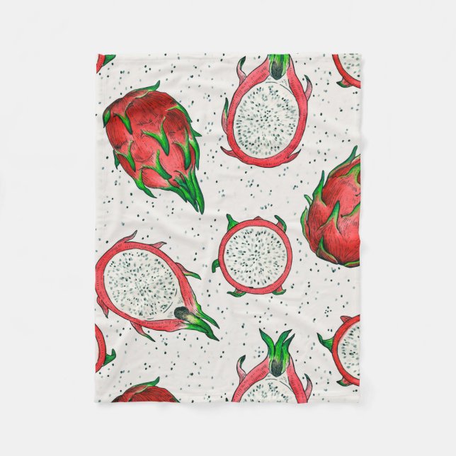 Cobertor De Velo Fruta do dragão vermelho em branco (Frente)
