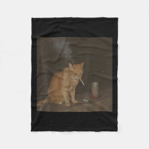 Cobertor De Velo Fumar Feliz Cigarro Gatinho Engraçado Fumar Meme B