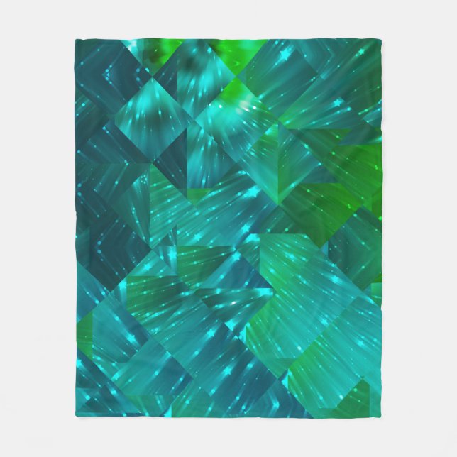 Cobertor De Velo fundo abstrato. mosaicbackgrou azul e verde (Frente)