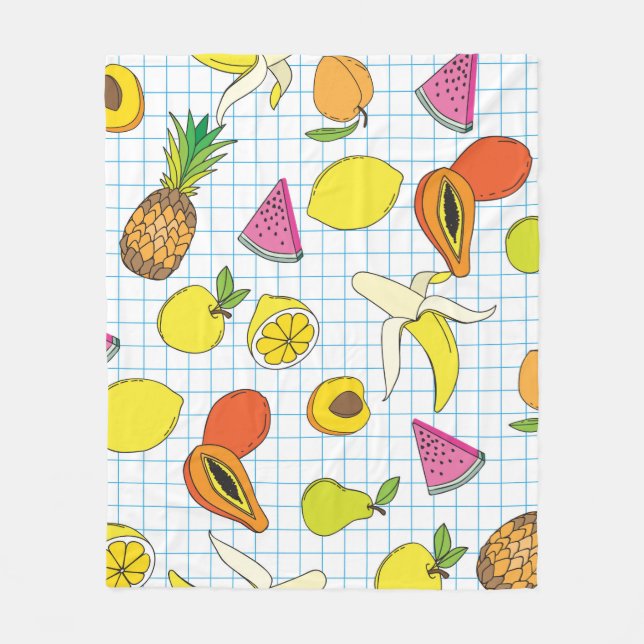Cobertor De Velo Fundo com frutas suculentas. Fruta sem costura (Frente)