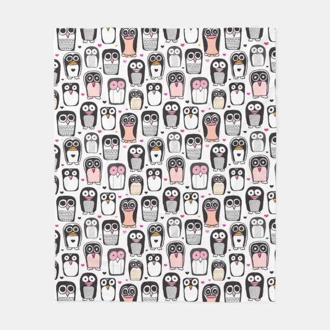 Cobertor De Velo fundo da ilustração do pássaro do pinguim (Frente)