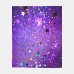 Cobertor De Velo Fundo de folhas roxas com estrelas