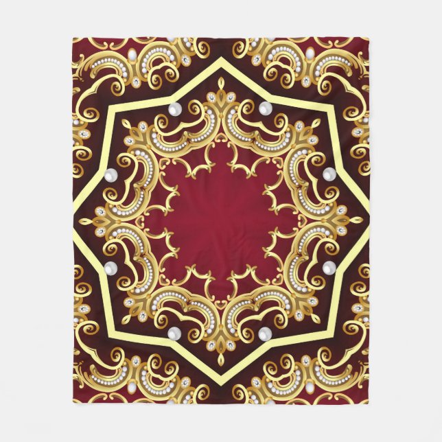 Cobertor De Velo Fundo de Ilustração de Quadro Dourado Pérola (Frente)