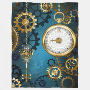 Cobertor De Velo Fundo de turquesa Steampun com engrenagens