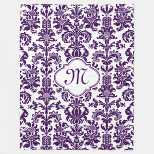 Cobertor De Velo Fundo floral roxo do branco dos damascos de