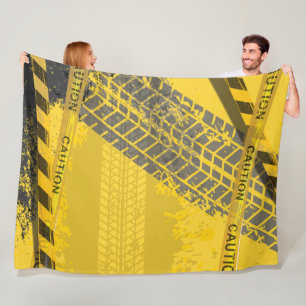 Cobertor De Velo Fundo preto do amarelo do traço da trilha do pneu