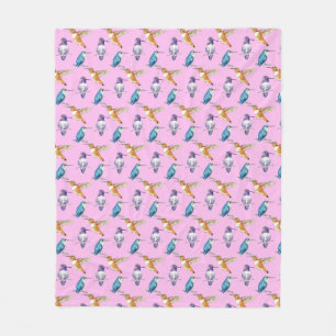 Cobertor De Velo Fundo Rosa de Trio Hummingbird