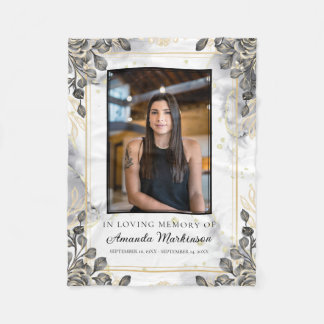 Cobertor De Velo Funeral de Memória Amante Floral Preta e Dourada